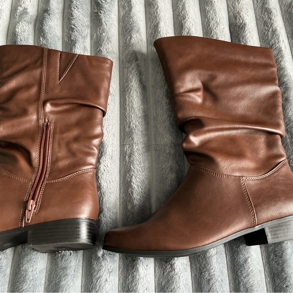 Brown Faux Leather Women's Boots - Picture 3 of 6